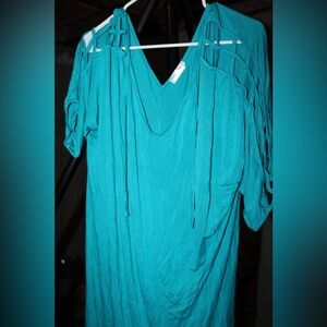 Elegant Teal Short Sleeve Women's Top